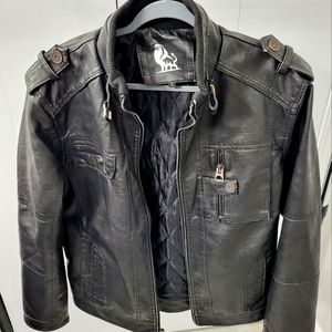 Unisex Black Fuax Leather Motorcycle Jacket